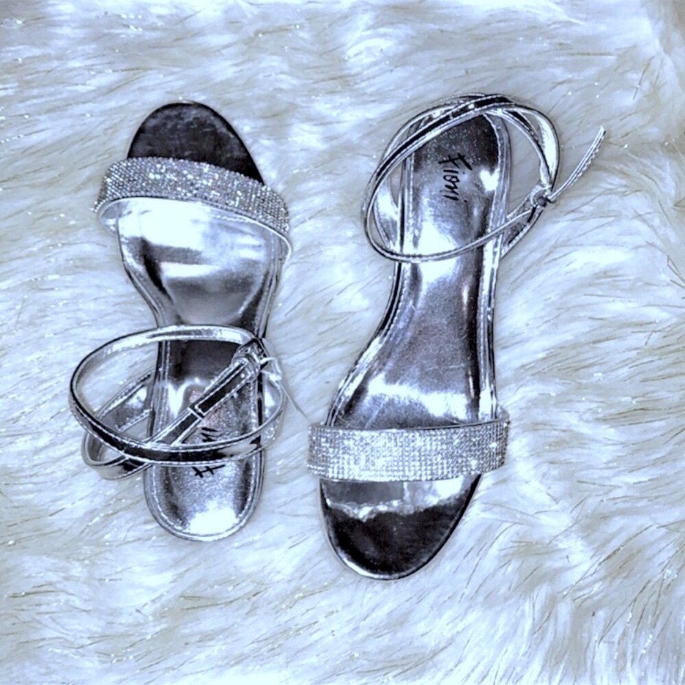 - New Fioni rainbow rhinestones heels sliver 7.5